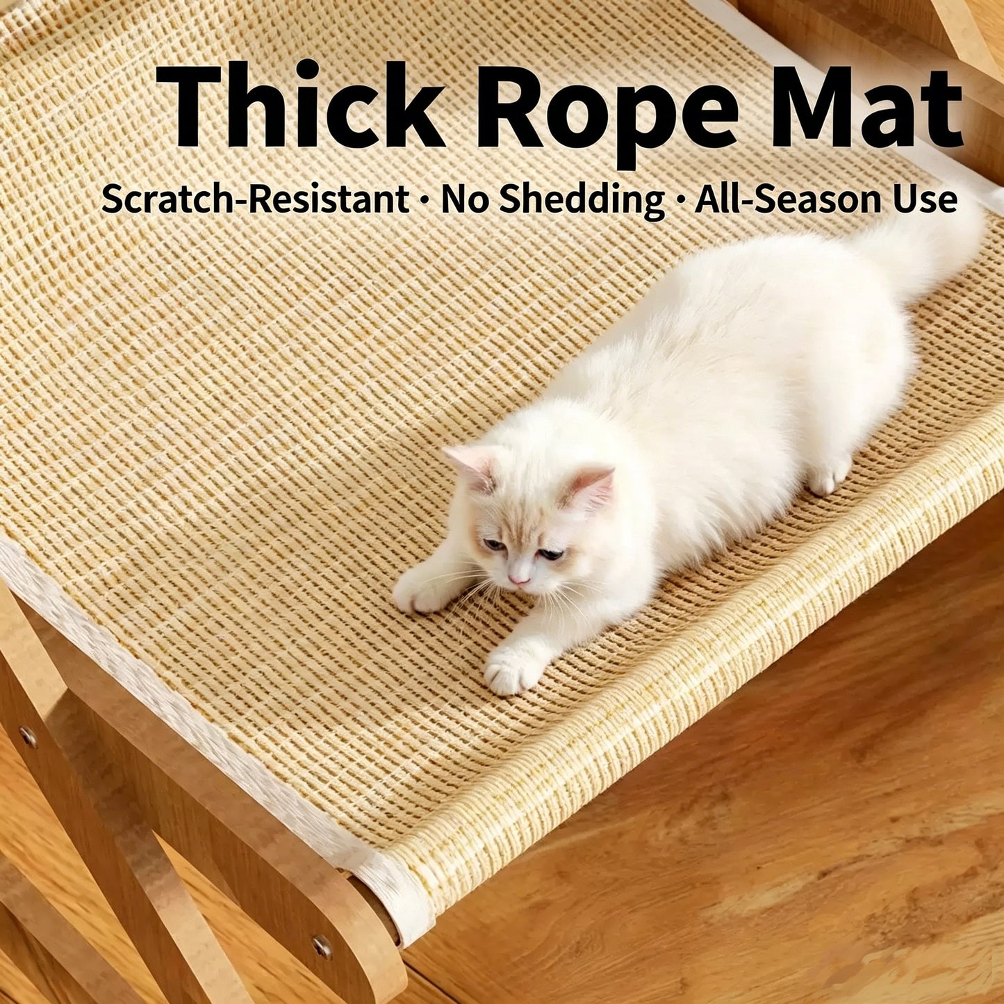 PrmPets 3-in-1 Cat Rocking Chair Elevated Cat Bed, Ergonomic Rocker Lounge with Thick Sisal Mat, Scratching Pad Sleeping Play Rest Station for Large Fat Cats All Season Use