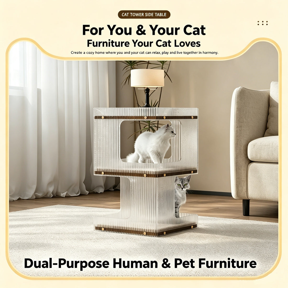 est 2-in-1 Cat Nightstand Side Table for Small American Bedrooms