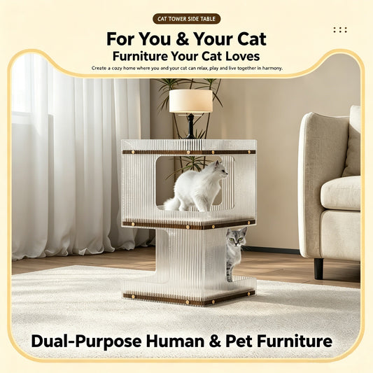 est 2-in-1 Cat Nightstand Side Table for Small American Bedrooms