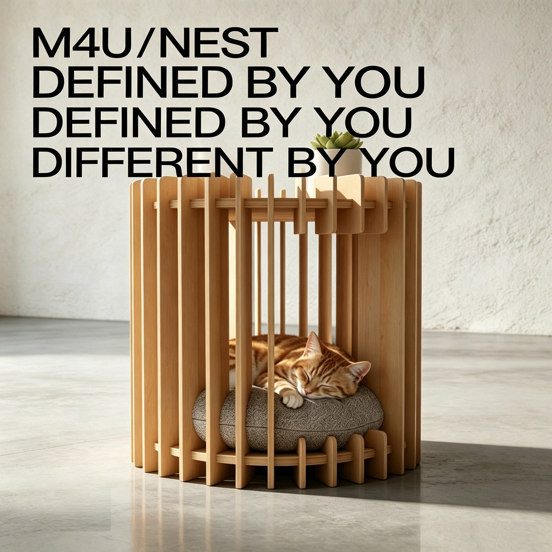 Modular Interlocking Birch Wood Cat Side Table: Customizable Spliced Pet Nest For Minimalist Homes
