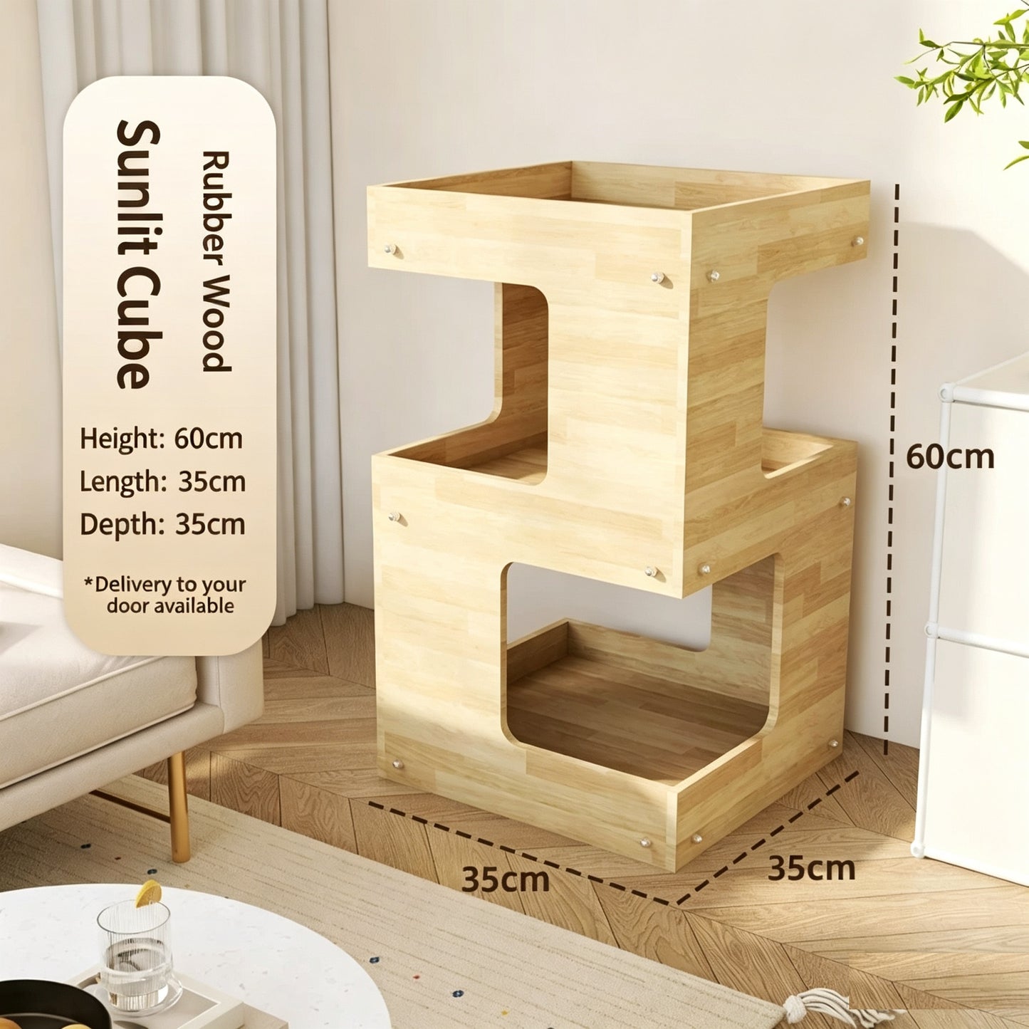 2-Tier & 3-Tier Ripple Acrylic Cat Nightstand, 2 in 1 Human Side Table & Multi-Level Cat Bed House