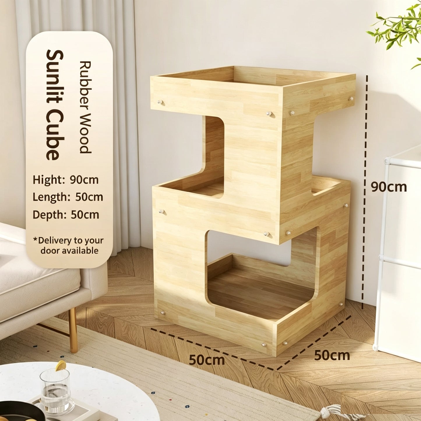 2-Tier & 3-Tier Ripple Acrylic Cat Nightstand, 2 in 1 Human Side Table & Multi-Level Cat Bed House