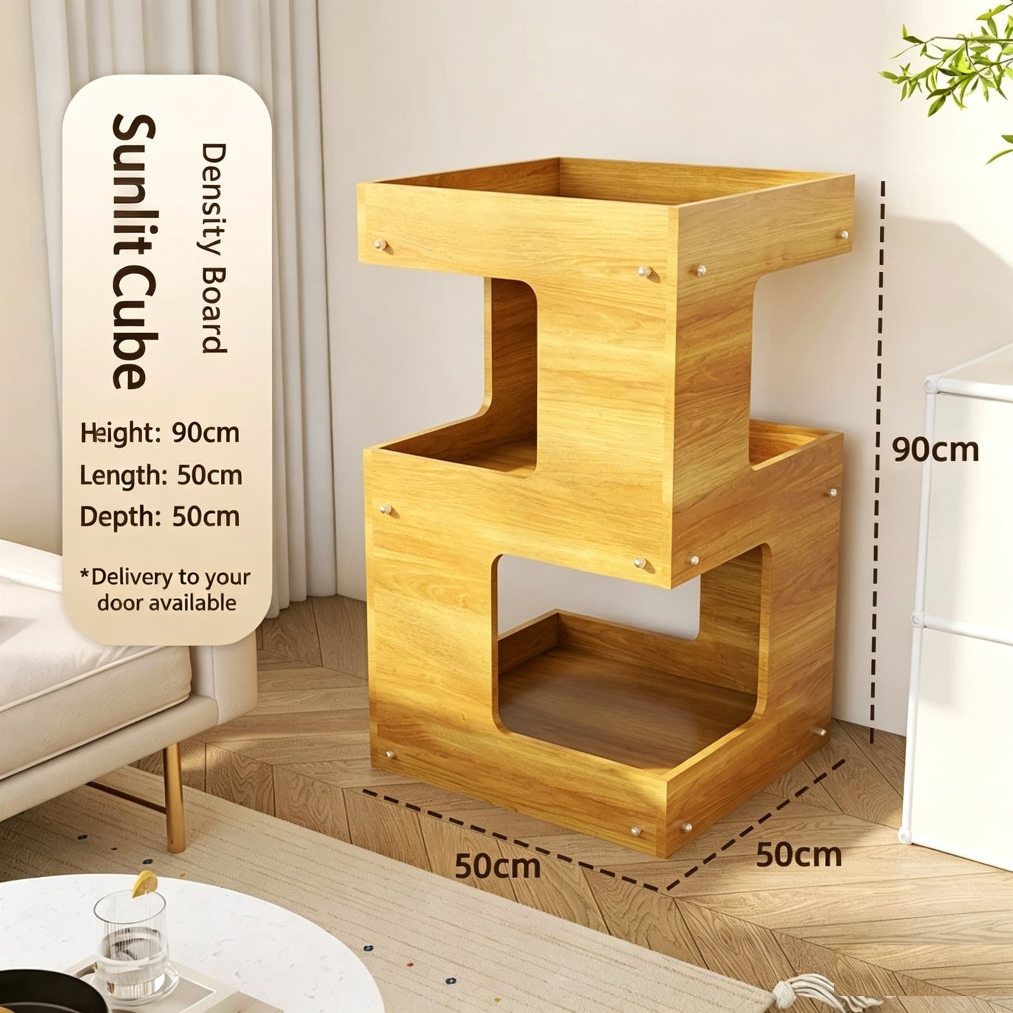2-Tier & 3-Tier Ripple Acrylic Cat Nightstand, 2 in 1 Human Side Table & Multi-Level Cat Bed House