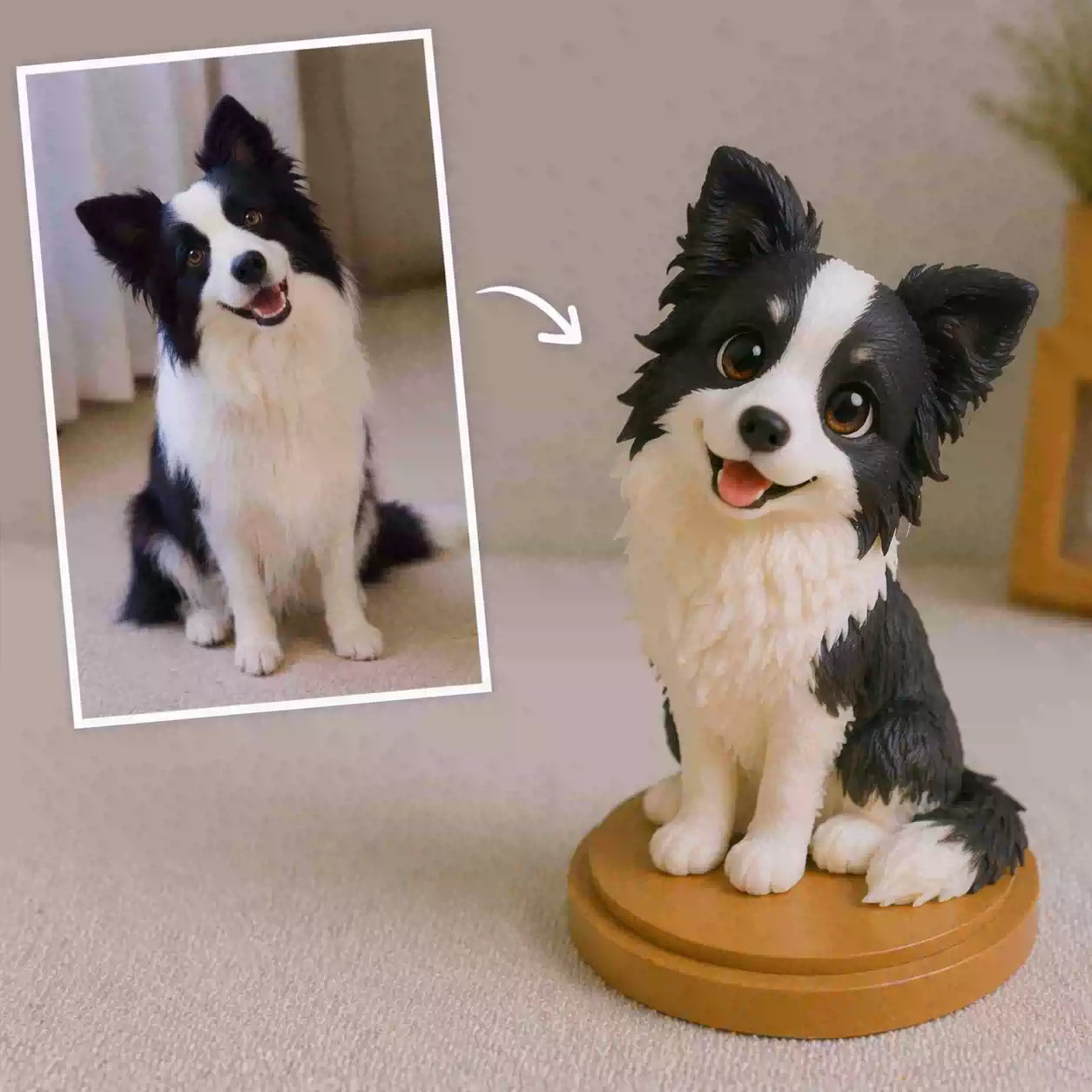 Custom 3D Hand-Painted Pet Figurine – Personalized Q-Style Pet Memorial Keepsake Statue