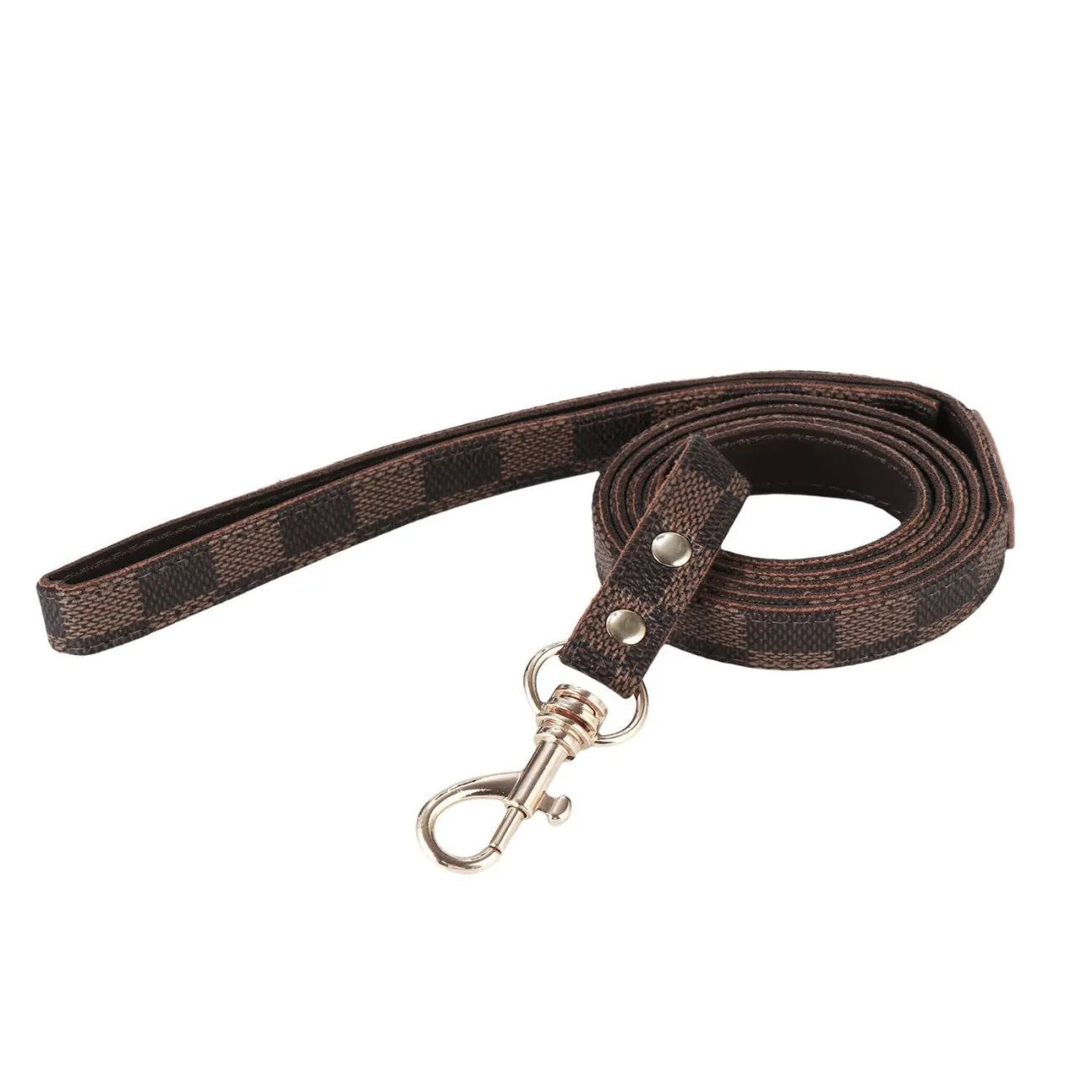 Luxury Checkered Clover Rhinestone Pet Collar & Matching Leash Set for Cats & Small Dogs