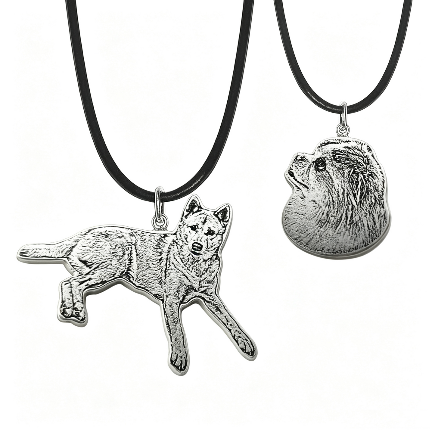 Custom Pet Portrait Engraved Silver Jewelry – Personalized Memorial Keepsake Rings, Bracelets, Earrings & Brooches