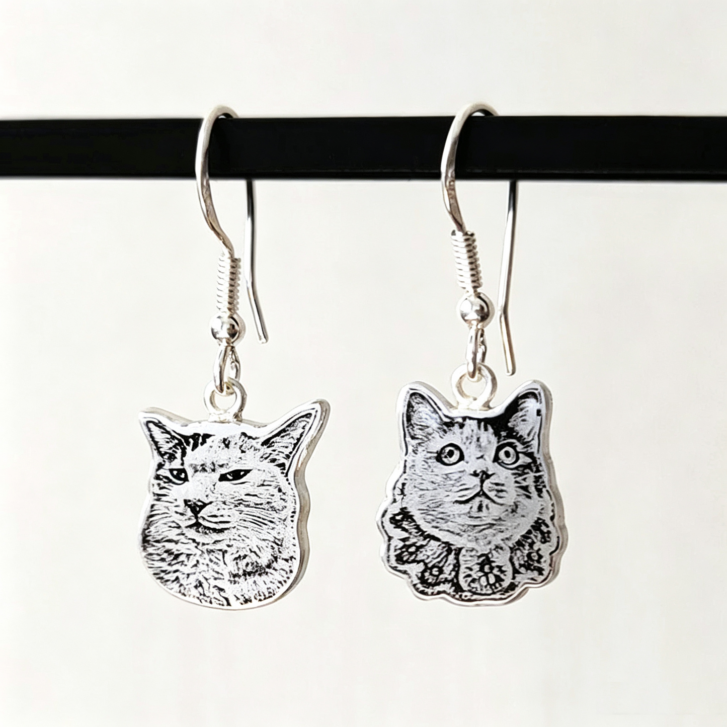 Custom Pet Portrait Engraved Silver Jewelry – Personalized Memorial Keepsake Rings, Bracelets, Earrings & Brooches