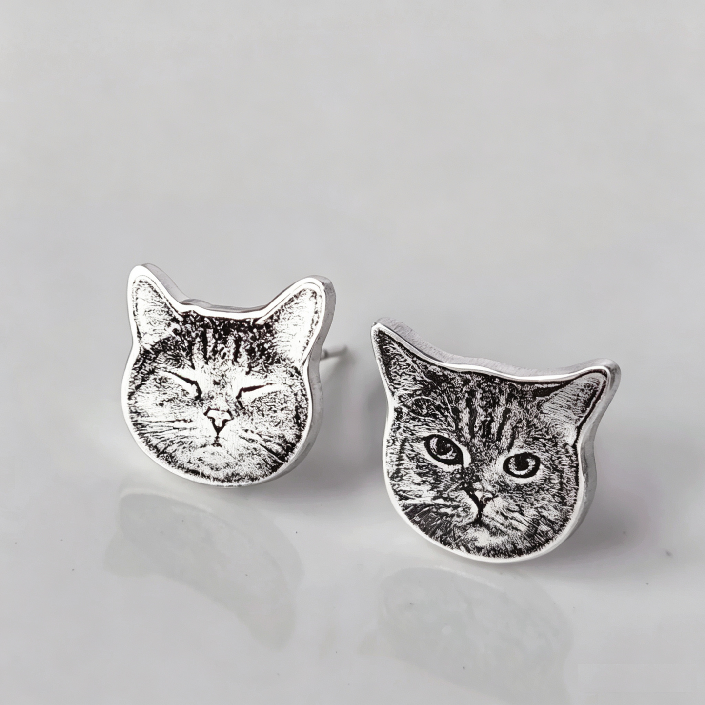Custom Pet Portrait Engraved Silver Jewelry – Personalized Memorial Keepsake Rings, Bracelets, Earrings & Brooches