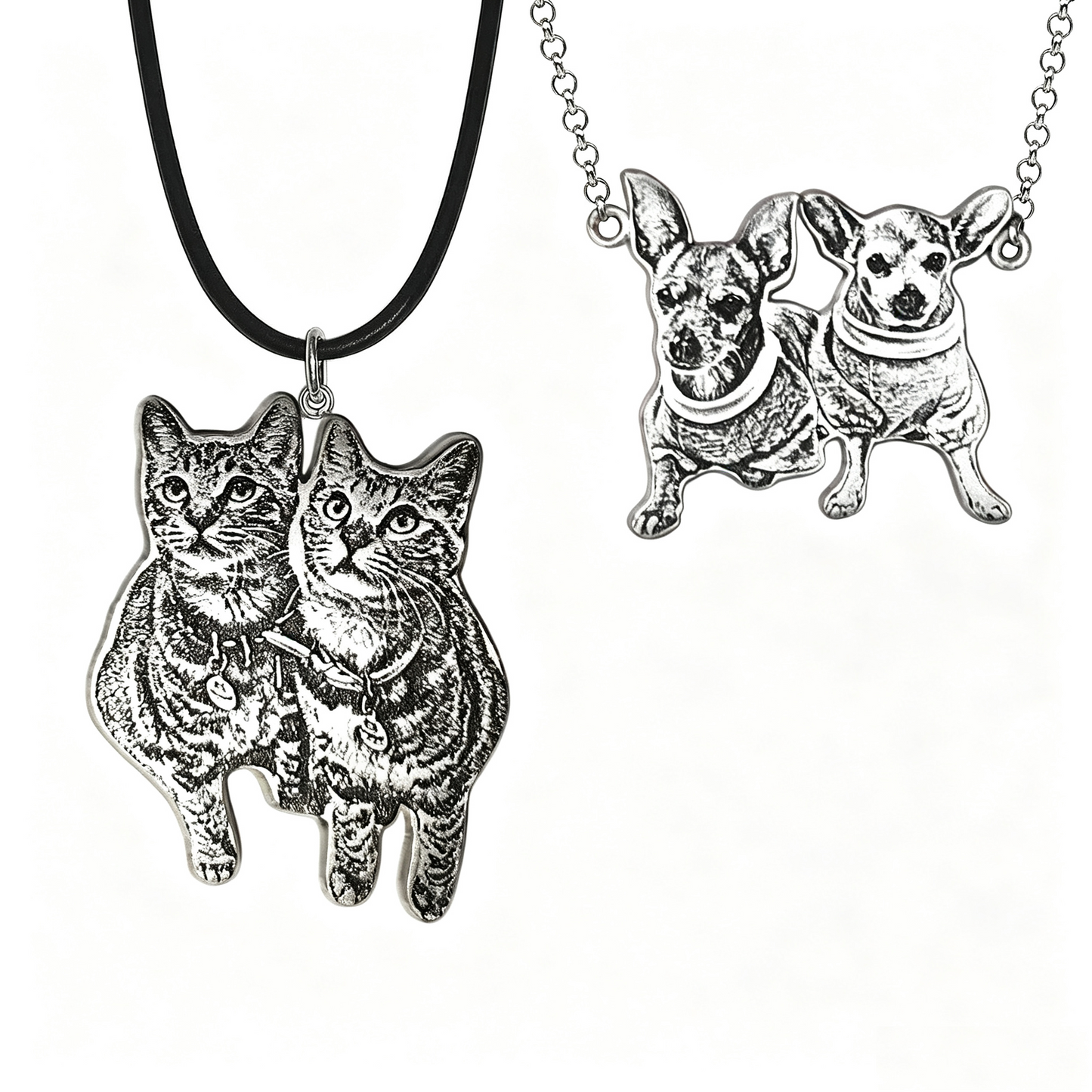 Custom Pet Portrait Engraved Silver Jewelry – Personalized Memorial Keepsake Rings, Bracelets, Earrings & Brooches