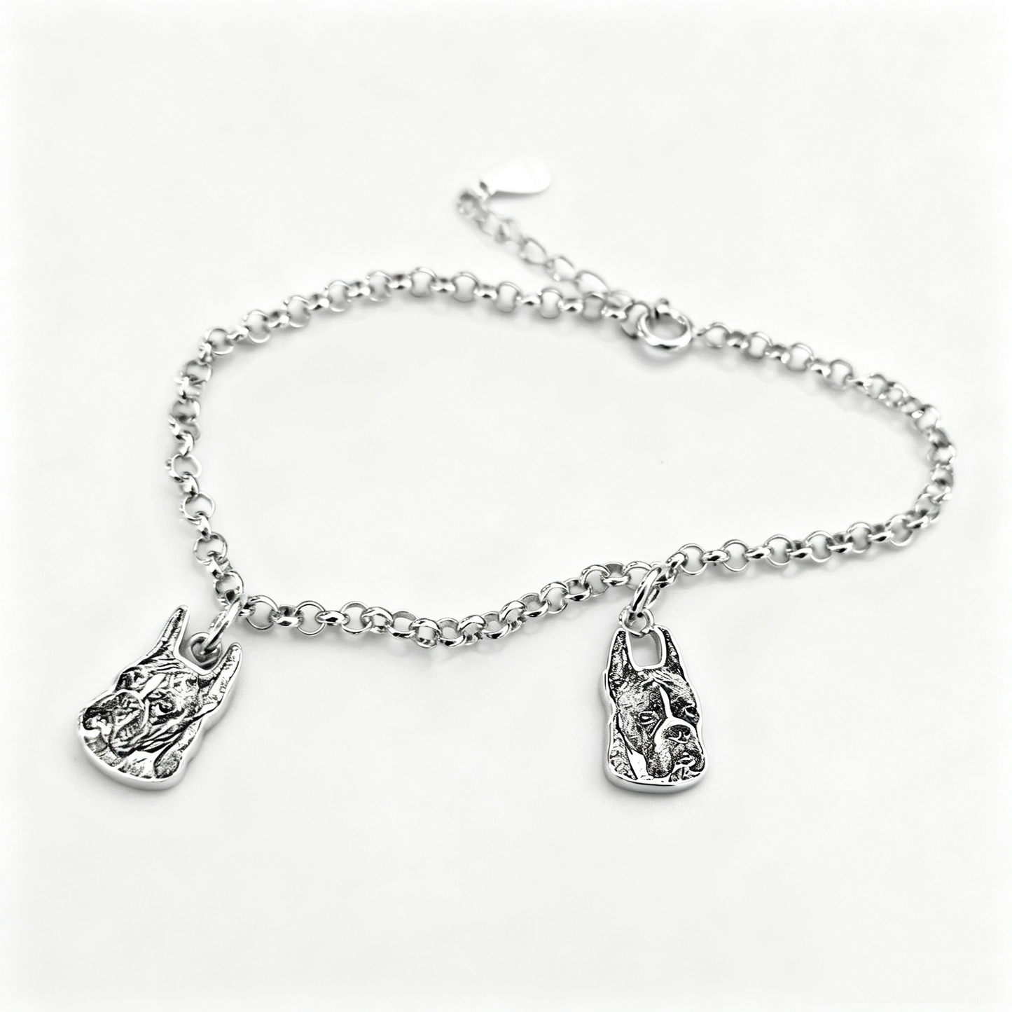 Custom Pet Portrait Engraved Silver Jewelry – Personalized Memorial Keepsake Rings, Bracelets, Earrings & Brooches