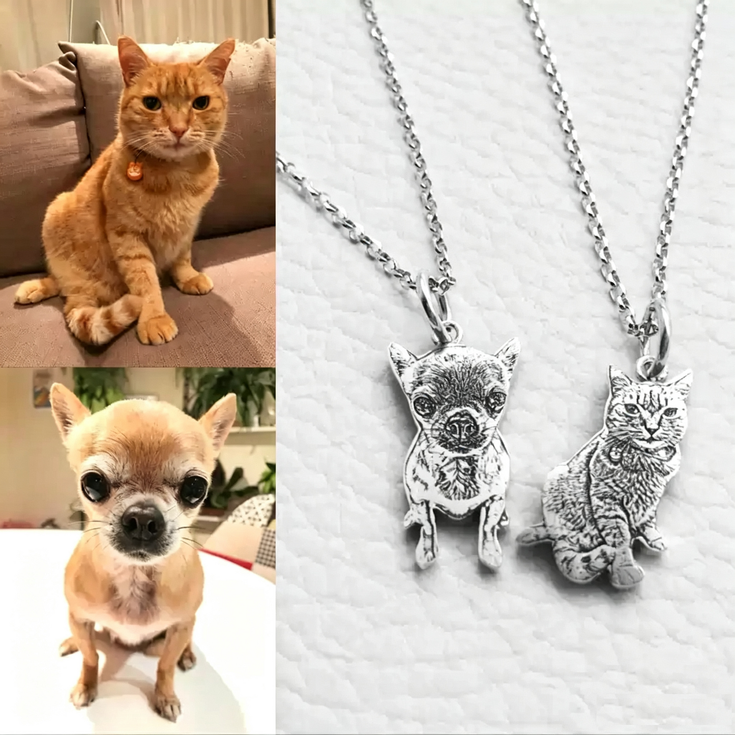 Custom Pet Portrait Engraved Silver Jewelry – Personalized Memorial Keepsake Rings, Bracelets, Earrings & Brooches