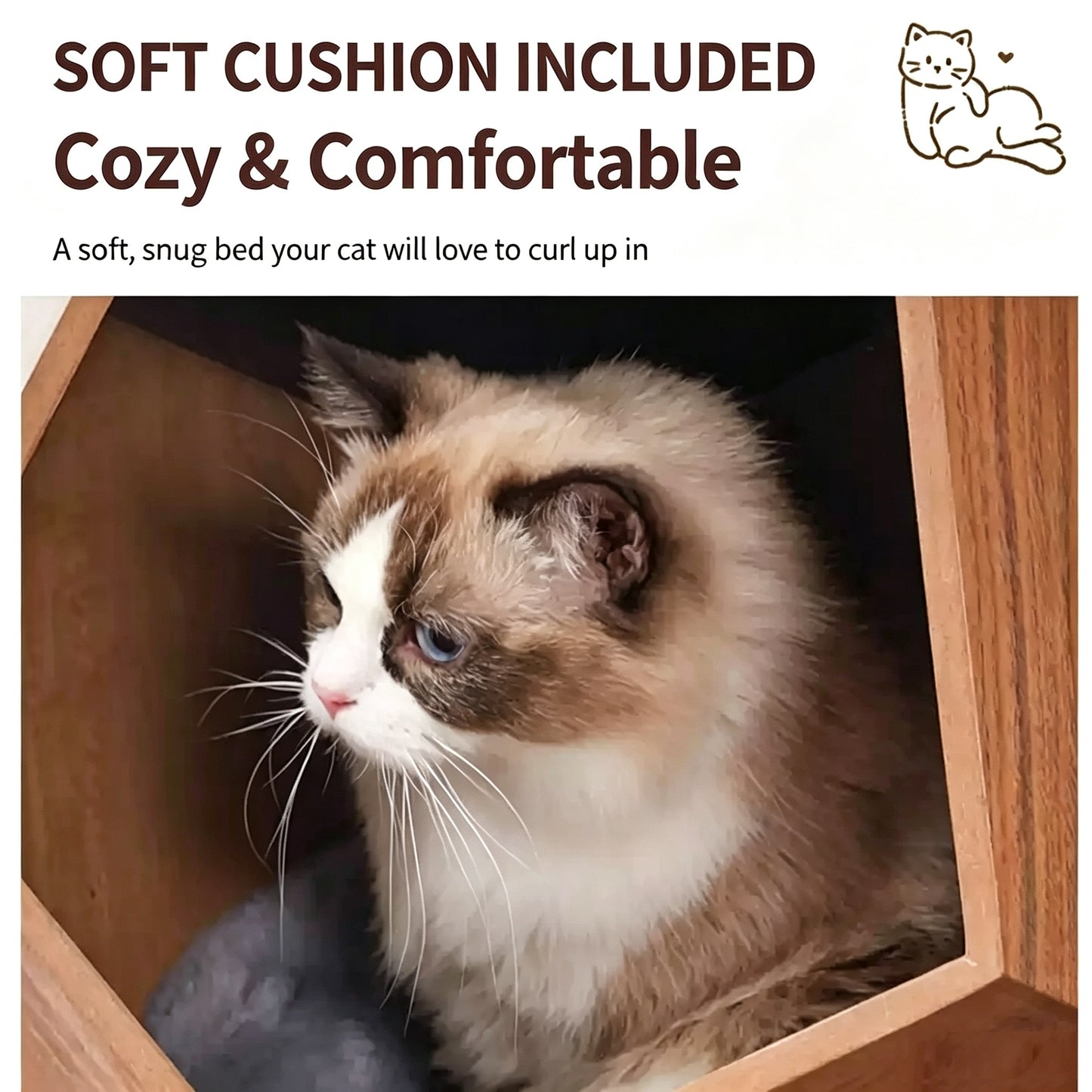 Geometric Wooden Cat Cave Side Table – 2-in-1 Modern Pet House & Minimalist End Table