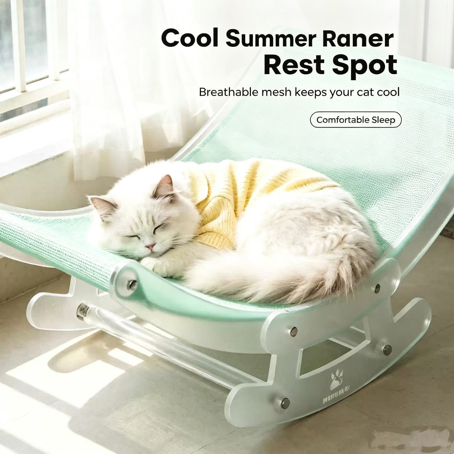Transparent Acrylic Cat Rocking Chair—an ergonomic lounge chair with a soft cushion, perfect for relaxing at home