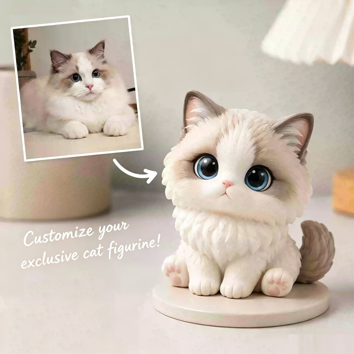 Custom 3D Hand-Painted Pet Figurine – Personalized Q-Style Pet Memorial Keepsake Statue
