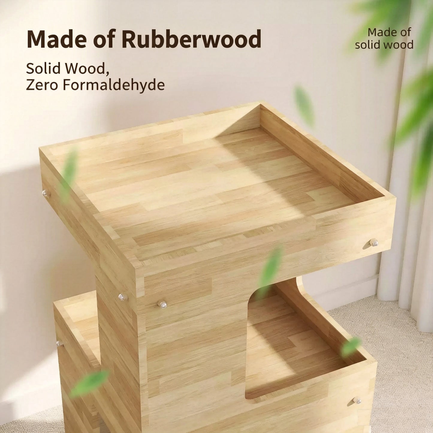 2-Tier & 3-Tier Ripple Acrylic Cat Nightstand, 2 in 1 Human Side Table & Multi-Level Cat Bed House