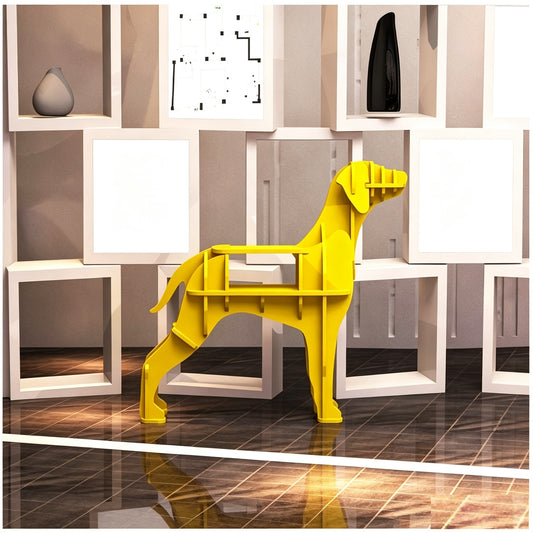 Interlocking Modular Birch Plywood Dog Sculpture Side Table, Freely Assembled Multi-Layer Decor Storage Shelf, Novelty Animal Accent End Table for Living Room Entryway